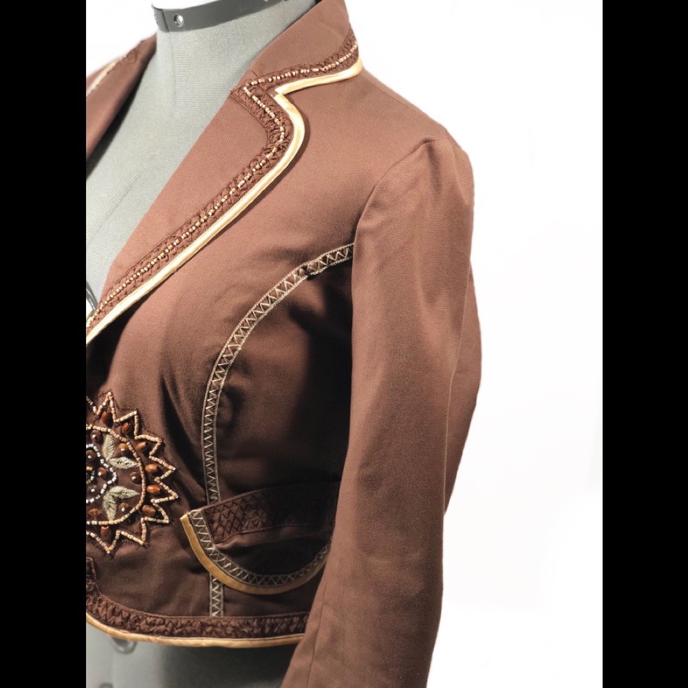 The Limited Brown Beaded Embroidered  Blazer S - Picture 2 of 8
